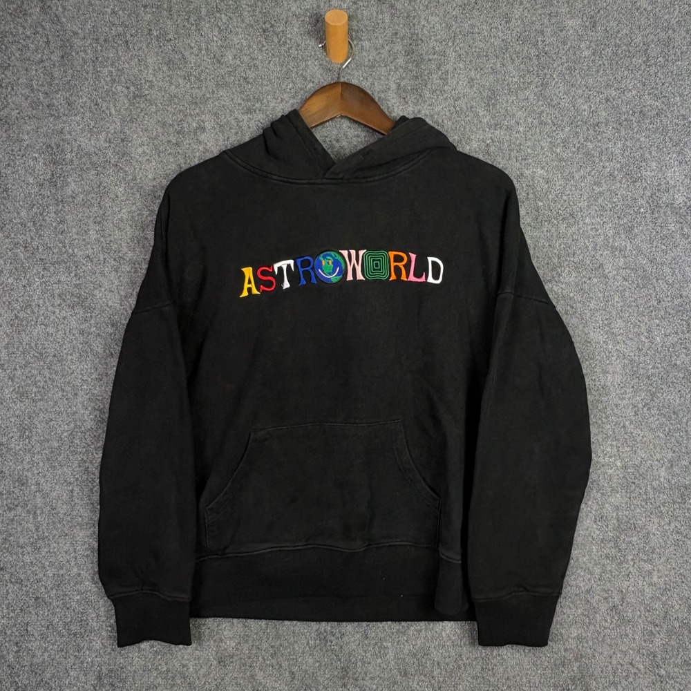 Travis Scott Astroworld Hoodie Mens L Black Embroidered Wish You Were Here Tour